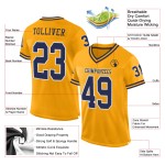 Custom Gold Navy-White Mesh Authentic Throwback Football Jersey Custom Gold Navy-White Mesh Authentic Throwback Football Jersey