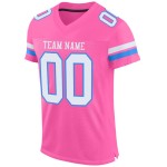 Custom Pink White-Powder Blue Mesh Authentic Football Jersey Custom Pink White-Powder Blue Mesh Authentic Football Jersey
