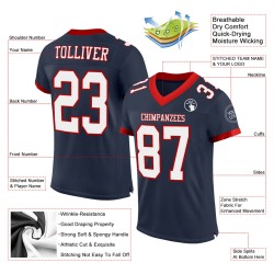 Custom Navy White-Red Mesh Authentic Football Jersey Custom Navy White-Red Mesh Authentic Football Jersey