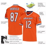 Custom Orange White-Navy Mesh Authentic Throwback Football Jersey