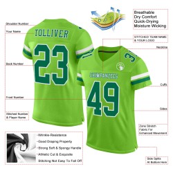 Custom Neon Green Kelly Green-White Mesh Authentic Football Jersey Custom Neon Green Kelly Green-White Mesh Authentic Football Jersey