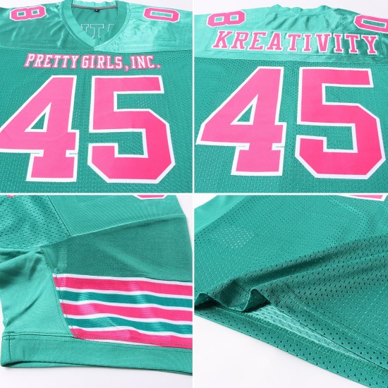 Custom Kelly Green Pink-White Mesh Authentic Football Jersey Custom Kelly Green Pink-White Mesh Authentic Football Jersey