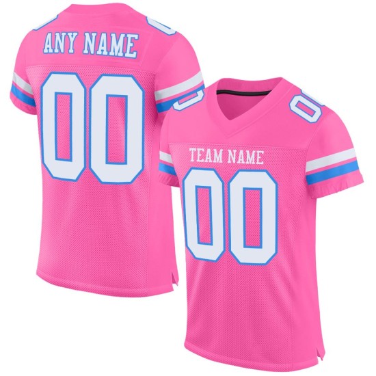 Custom Pink White-Powder Blue Mesh Authentic Football Jersey Custom Pink White-Powder Blue Mesh Authentic Football Jersey