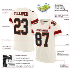 Custom Cream Black-Red Mesh Authentic Football Jersey Custom Cream Black-Red Mesh Authentic Football Jersey