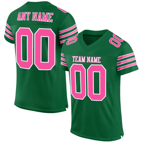Custom Kelly Green Pink-White Mesh Authentic Football Jersey Custom Kelly Green Pink-White Mesh Authentic Football Jersey