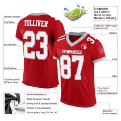 Custom Red White-Gray Mesh Authentic Football Jersey Custom Red White-Gray Mesh Authentic Football Jersey