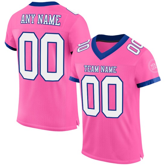 Custom Pink White-Royal Mesh Authentic Football Jersey Custom Pink White-Royal Mesh Authentic Football Jersey