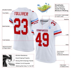 Custom White Red-Light Blue Mesh Authentic Football Jersey Custom White Red-Light Blue Mesh Authentic Football Jersey