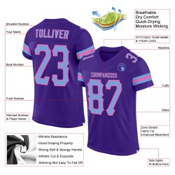 Custom Purple Light Blue-Pink Mesh Authentic Football Jersey Custom Purple Light Blue-Pink Mesh Authentic Football Jersey