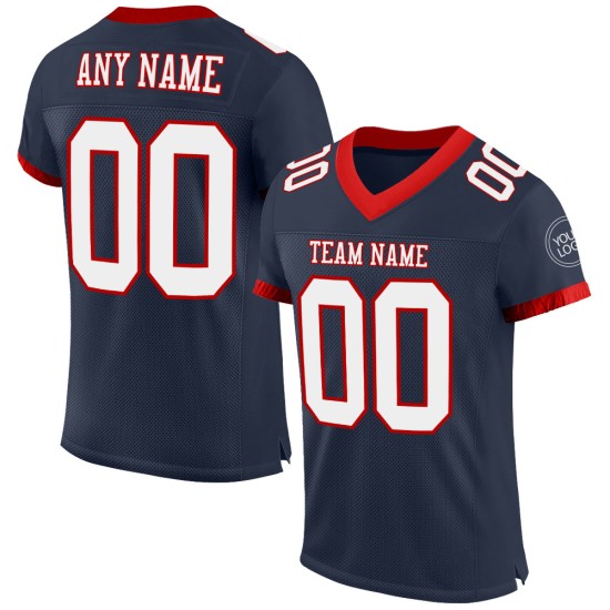 Custom Navy White-Red Mesh Authentic Football Jersey Custom Navy White-Red Mesh Authentic Football Jersey